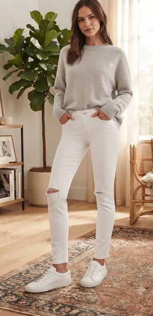 Vervet Flying Monkey White Ripped High-Rise Skinny Jeans thumbnail 1