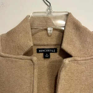 J.Crew Mercantile Sweater Blazer Tan Beige 100% Cotton Knit Button Front Small thumbnail 2