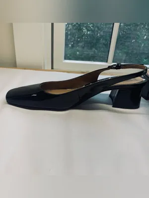 Sam Edelman Terra Slingback Block Heel Pumps Black Patent Square Toe 9.5 thumbnail 3