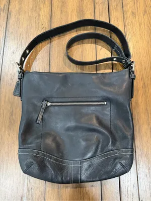 Coach Black Leather Shoulder Bag with Silver Hardware thumbnail 1
