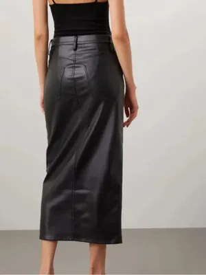 Hudson Faux Leather Midi Skirt, Black, Size 6/28 Rent the Runway thumbnail 2