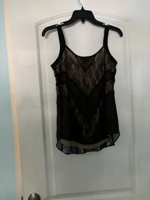 Etcetera Black and beige lace cami thumbnail 3