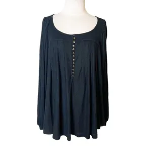 Free People devin Henley top black sz‎ L thumbnail 5