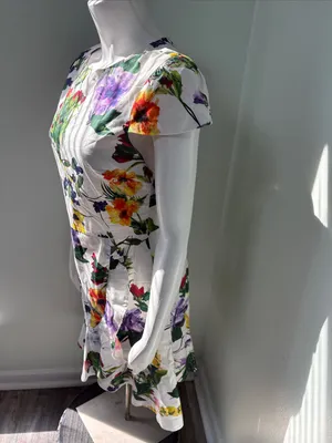 Alice + Olivia White Floral Kirby Mini Dress Size 6 thumbnail 7