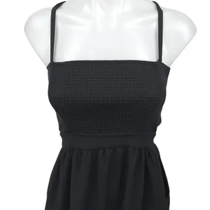 Aritzia Wilfred Women's Black Smocked Sleeveless Cami A Line Mini Dress Size S thumbnail 4