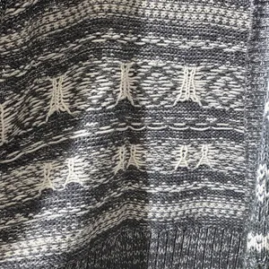 Aeropostale XL Gray White Fair Isle Knit Open Cardigan Sweater Boho Aztec‎ Print thumbnail 3