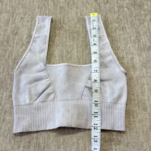 Free People Movement Good Karma Sports Bra Womens XS/S Cream/Gray Square‎ Neck thumbnail 4