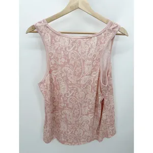 Lucky Brand Pajamas‎ Women XL Pink Cream Paisley Print Tank Top Drawstring Pants thumbnail 2