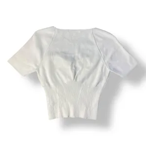 Endless‎ Rose White Cropped Short Sleeve Sweetheart Neckline Knit Sweater Size M thumbnail 5