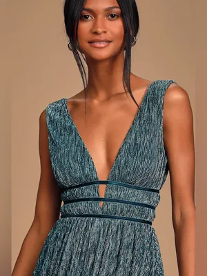 Lulu's Smokeshow Teal Metallic Mini Dress thumbnail 4