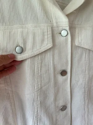 Corduroy Jacket‎ Sz L Women's Casual Solid Beige Cream Button Down with Pockets thumbnail 3