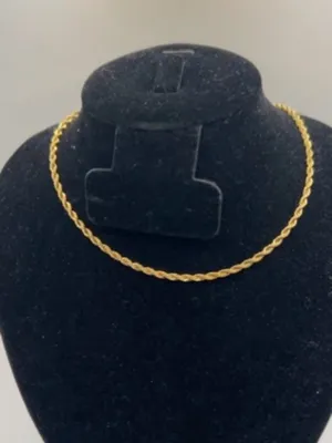 Womens Dainty Rope Chain 3mm 16 Inch Real Gold Delicate Plated Everyday New thumbnail 2