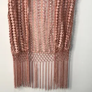 POL Duster Vest Crochet Fringe Trim Hood Size S‎ Dark Blush Pink Boho Rave Indie thumbnail 5