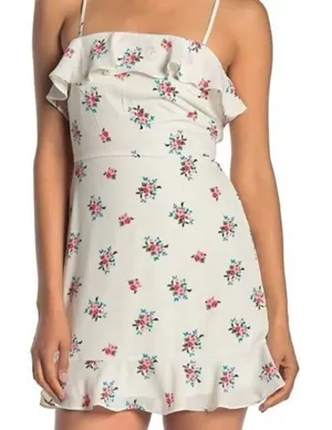 ✨NWOT✨TRIXXI Womens White floral Zippered Spaghetti Strap Square Neck Dress✨ thumbnail 1