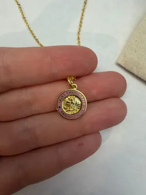 Get Back pendent gold necklace with pink thumbnail 2
