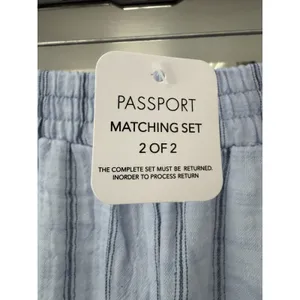 Passport Pajama Set 100% Cotton Gauze Womens Large Blue Long Sleeve Pants #O3-3 thumbnail 4