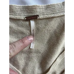 Free People Sweater Criss Cross Tunic V-Neck Long Sleeve Cream Size L thumbnail 7