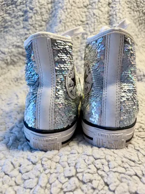Converse Chuck Taylor All Star Silver Sequin High Tops. Rare Limited Edition. thumbnail 6
