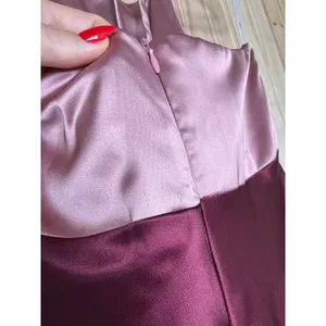 NWOT Lulus Icon Update Burgundy Color Block Knotted Halter Dress Holiday Small thumbnail 7