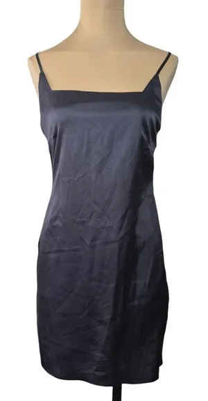 Windsor Navy Blue Satin Slip Dress Adjustable Straps Zip Back Size Small thumbnail 1