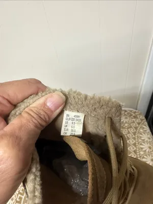 Skechers Tan Suede (Leather)Lace-Up Ankle Boots with Shearling Trim thumbnail 7