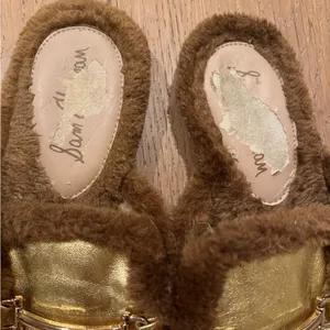 Danica Gold Fuzzy Slip On Mules thumbnail 2