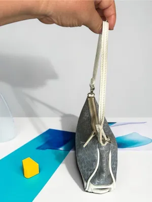 Coach Gray-Blue Signature Jacquard Shoulder Bag with White Trim thumbnail 3