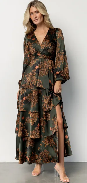 Baltic Born Maxi Dress Dark Green and Amber Floral thumbnail 1