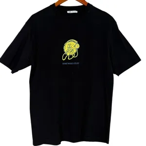 Zara Some Weird Stuff Graphic Oversized Relaxed Fit Basic T Shirt M Black Yellow thumbnail 11