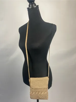 Handcrafted Woven Crossbody Bag in Beige thumbnail 2
