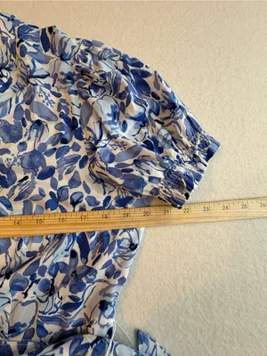 croft & barrow Blue and White Floral Midi Dress with Tie Waist thumbnail 9