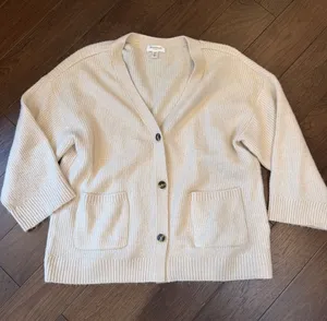 Motherhood Maternity Cream Button-Front Knit Cardigan Sweater - Large - C73-028 thumbnail 1