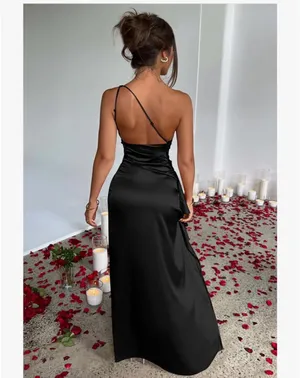 One shoulder high split cocktail dress Black thumbnail 4