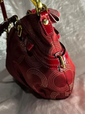 Vintage Y2K Coach Signature Op Art 2Way Burgundy Shoulder Bag thumbnail 2