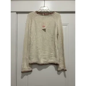 NWT Women’s Size Small Cream 'Blessed' Knit Crewneck Sweater Fall Thanksgiving thumbnail 3