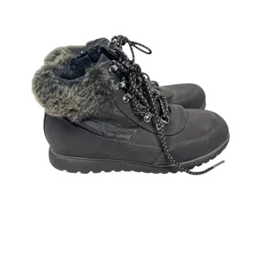 Karen Scott Black Faux Fur Lined Hiking Boots Cozy Winter Lace Up Zip‎ thumbnail 7