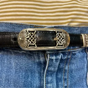Black Brown Silver Metal Chain Link Ornate Dual Sided Belt Statement Festival thumbnail 3