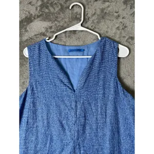 J. McLaughlin Rue Dress Large Blue 100% Linen Shift Sleeveless Coastal Resort thumbnail 3