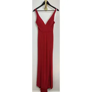 MAC DUGGAL Plunge Neck High Slit Gown in Red Size US 0 thumbnail 3