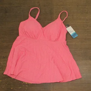 NWT Swim Solutions Swim Textured Underwire Tankini Top 806766 Guava Pink 14 thumbnail 4
