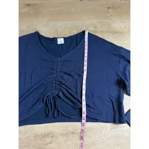 EUC Aerie Offline long sleeve blue cinch front terrycloth sweatshirt Cropped XL thumbnail 5