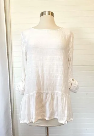 Ann Taylor Loft Ivory Textured Gauze Top Blouse thumbnail 1