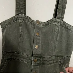 Thrills Catherine Olive Green Denim Button‎ Down Overall Dress thumbnail 5