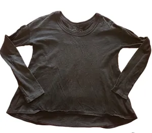 Free People nwot‎ black long sleeve cotton shirt purple stitching size a thumbnail 1