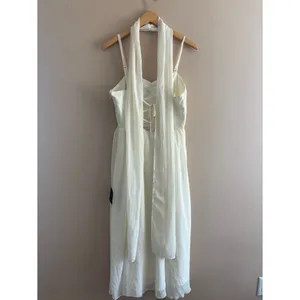 Lulus Irresistibly Darling Ivory Chiffon Midi Dress and Scarf Set Size Large NWT thumbnail 6