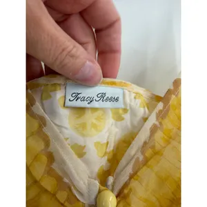 Tracy Reese Cami Top Womens Small Yellow Silk Lace Trim Citrus Print Y2K Vintage thumbnail 2