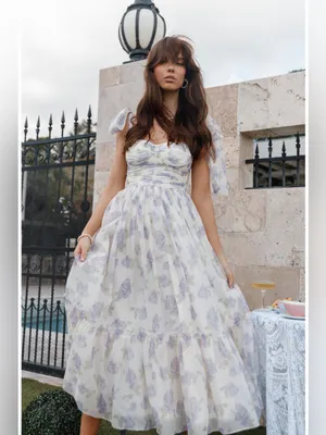 Rosberi Elle Lavender Rose Floral Bustier Tie Strap Maxi Dress XS thumbnail 2