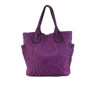 MARC By MARC JACOBS Workwear Quilted Signature Tote Bag Purple Nylon Travel EUC thumbnail 4