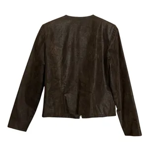 Maggy London Brown Croc Faux Leather Zip Jacket Blazer 6 Chic Mob 80s Vegan Moto thumbnail 2