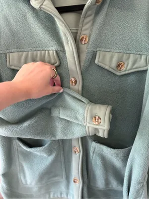 Shacket in Diamond Hands BLANKNYC ~ Sage Green Teddy Shacket Jacket - Women thumbnail 4